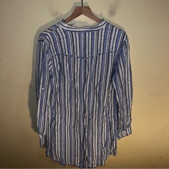 CLOTH &STONE ANTHRO raw hemline striped tunic shirt L - Picture 6 of 6